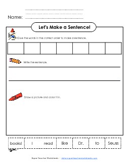 Build-a-Sentence: Seuss Drseuss Worksheet