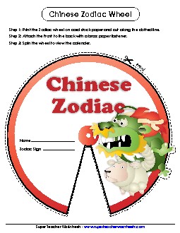 Chinese Zodiac Wheel Chinese New Year Worksheet