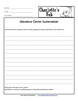 Lit. Circles: Summarizer Books Worksheet