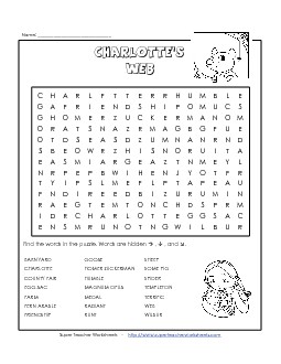 Charlotte's Web Word Search Books Worksheet