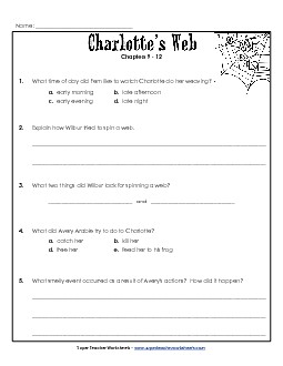 Questions for Chapters 9-12 Books Worksheet