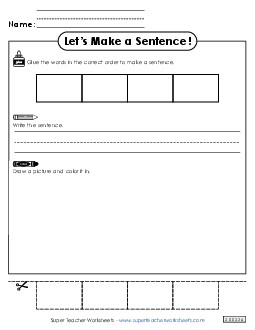 Build a Sentence: Blank Template 4 Sentences Basic Worksheet