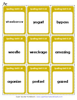 Flashcards (E-24) Spelling E Worksheet