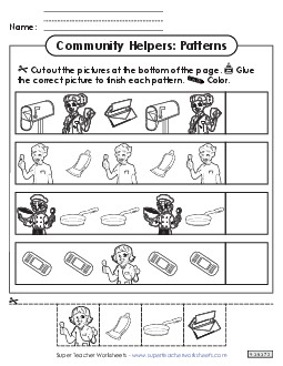 Community Helpers: Patterns Worksheet #3 Worksheet