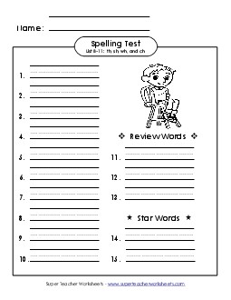 Spelling Test (B-11) Spelling B Worksheet