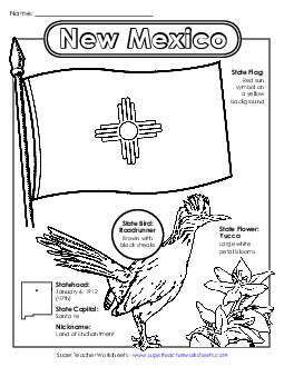 New Mexico State Symbols Coloring Page Free States Individual Worksheet