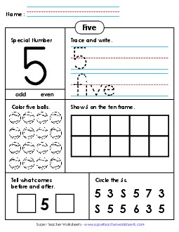 Special Number: Five Counting Worksheet