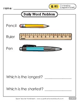 Daily Word Problems  K-91 through K-95 Worksheet