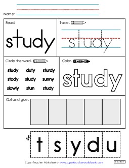 Worksheet 2: Study Sight Words Individual Worksheet