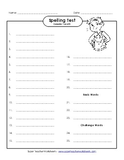 Spelling Test (D-Canada Words)  Spelling D Worksheet