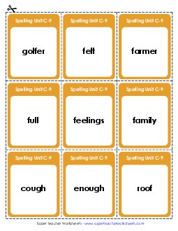 Flashcards (C-9) Spelling C Worksheet