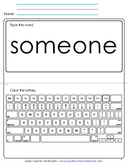 Type the Word: Someone Sight Words Individual Worksheet