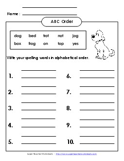 ABC Order - Write (A-4) Spelling A Worksheet