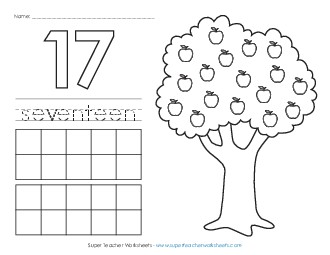 Apple Counting Mat: Seventeen Worksheet