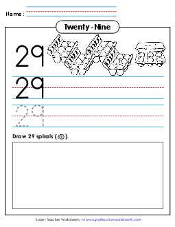 Trace, Print, Draw: 29 Counting Worksheet