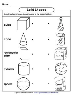 Solid Shapes Matching Worksheet