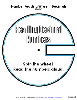 Number Reading Wheel: Decimals (Tenths) Worksheet