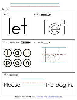 Worksheet 1: Let Sight Words Individual Worksheet