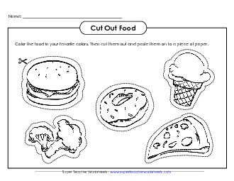 Food Pictures Scissor Skills Worksheet