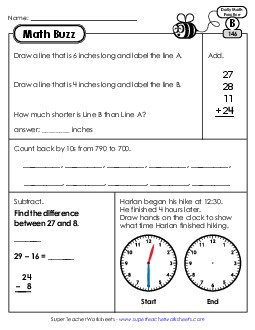 Math Buzz: Week 30 Worksheets 146 through 150 Daily Math Review Worksheet