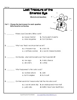 Whole Book Questions Book Geronimo Stilton Worksheet