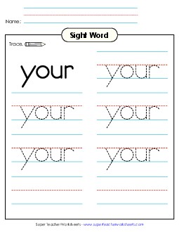 Trace the Word: Your Sight Words Individual Worksheet