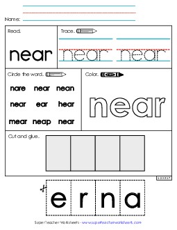 Worksheet 2: Near Sight Words Individual Worksheet