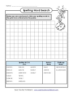 Make-a-Search (C-8) Spelling C Worksheet