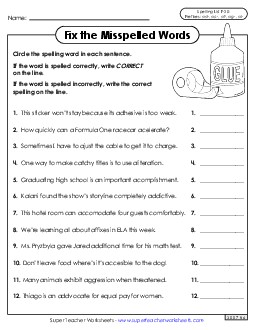 Correct or Incorrect? (F-20) Spelling F Worksheet