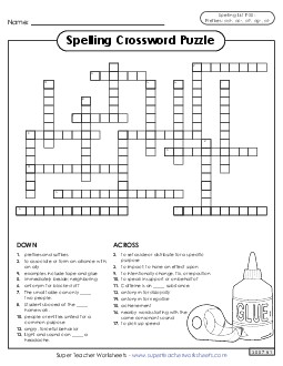 Crossword (F-20) Spelling F Worksheet