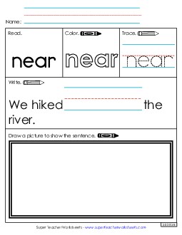 Worksheet 3: Near Sight Words Individual Worksheet