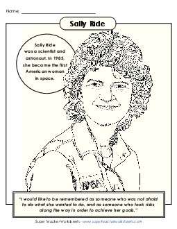 Sally Ride Free Womens History Worksheet