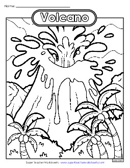 Volcano Coloring Page Coloring Pages Worksheet