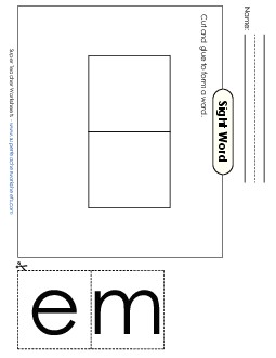 Large Cut-and-Glue: Me Sight Words Individual Worksheet