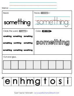 Worksheet 2: Something Sight Words Individual Worksheet