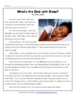 What\'s the Deal with Sleep?  4th Grade Reading Comprehension Worksheet