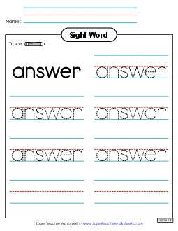 Trace the Word: Answer Free Sight Words Individual Worksheet