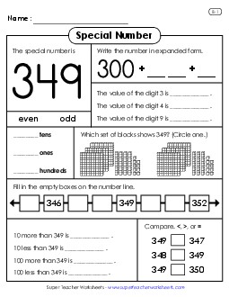 Special Number: 349 Worksheet