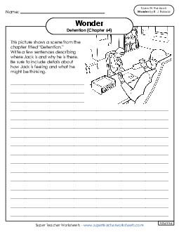 Picture Writing Prompt (Detention) Book Wonder Worksheet