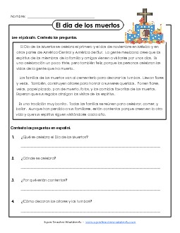 El dia de los muertos Spanish Worksheet