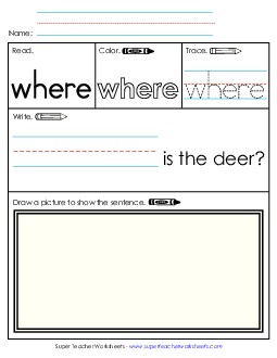 Worksheet 3: Where Free Sight Words Individual Worksheet