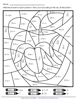 Addition Mystery Picture: Fruit Worksheet