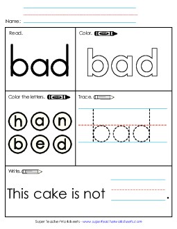 Bad (Sight Word) Sight Words Individual Worksheet