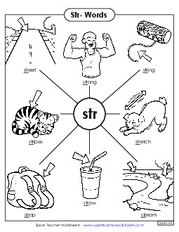 Anchor Chart (Str- Words) Phonics Blends Worksheet