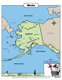 Map of Alaska State Maps Worksheet