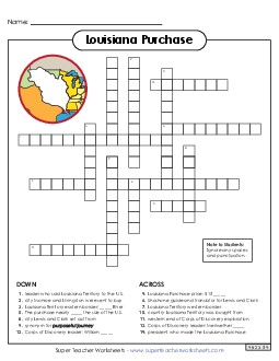 Louisiana Purchase Crossword Puzzle Free Worksheet