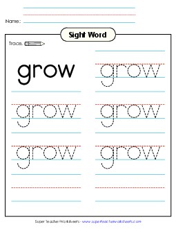 Trace the Word: Grow Sight Words Individual Worksheet