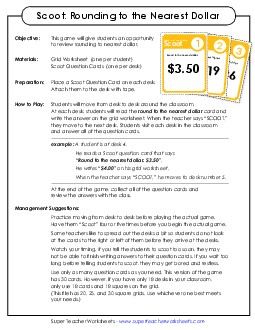 Scoot Class Game: Rounding to Nearest Dollar Worksheet