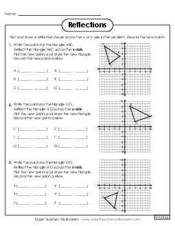 Plotting Reflections on a Coordinate Plane Translation Rotation Reflection Worksheet