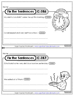 Fix the Sentences C-146 through C-150 Worksheet